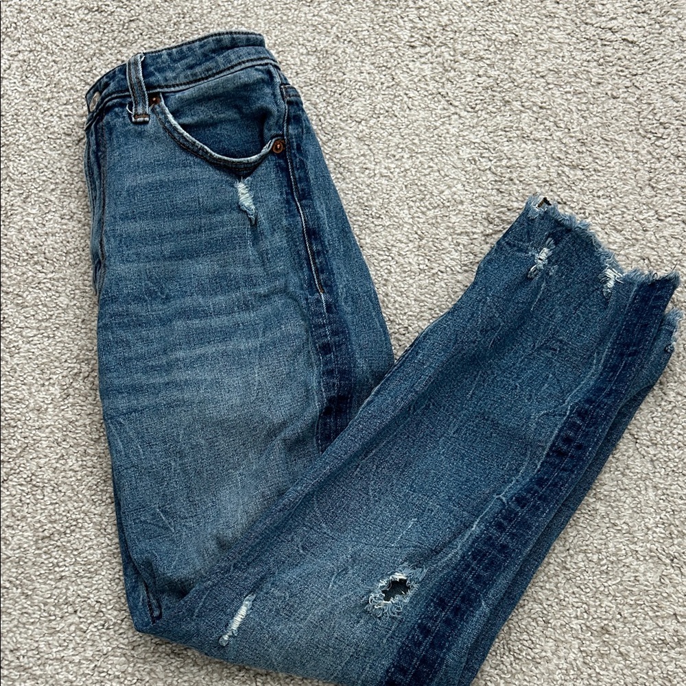 Abercrombie & Fitch High Rise Ankle Jeans - Blue